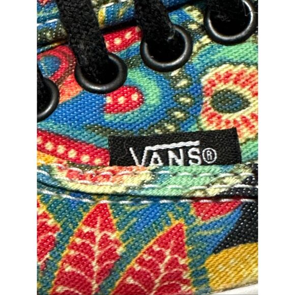Vans Authentic Slim Peacock Print Red, Yellow, Blue Skate Casual Sneakers Women’ - Picture 5 of 9